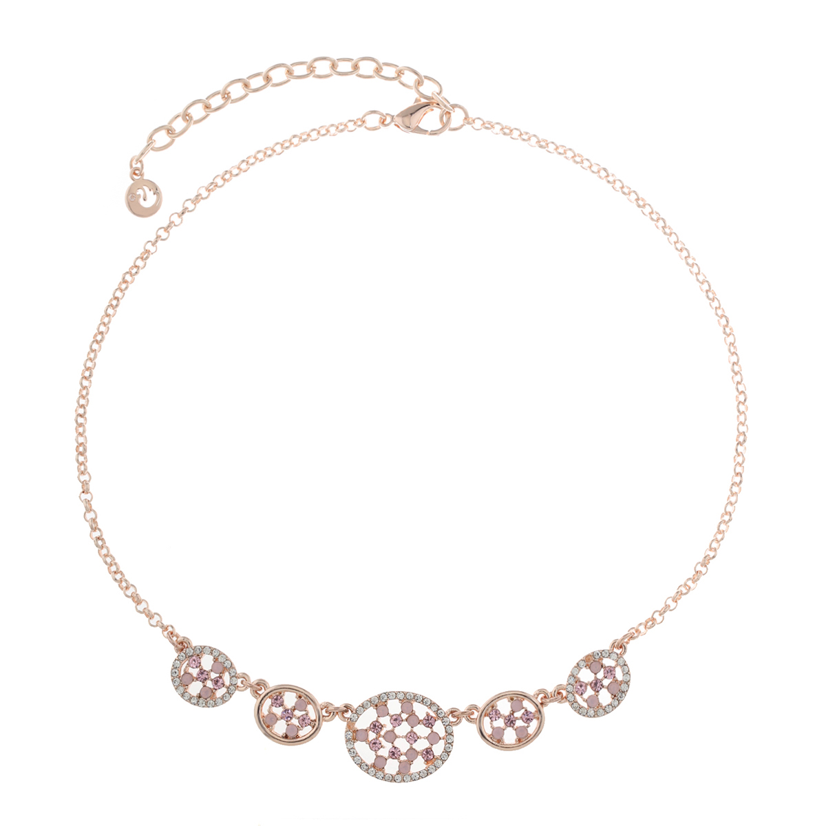 Gloria Vanderbilt Rose Gold-Tone Pink Collar Necklace