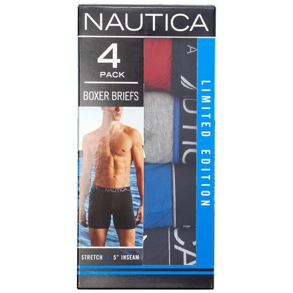 Mens Nautica(R) 4pk. Boxer Briefs - Red/Grey/Blue