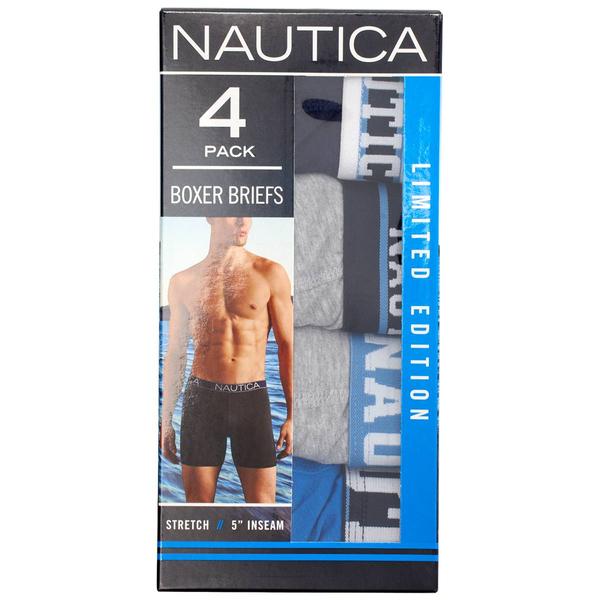 Mens Nautica(R) 4pk. Boxer Briefs - Grey/Blue