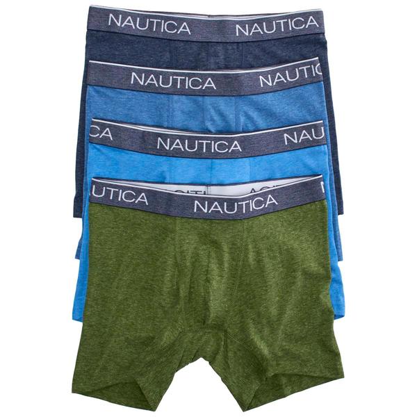 Mens Nautica(R) 4pk. Heathered Boxer Briefs - Blue/Forest Green