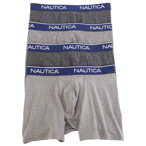 Mens Nautica(R) 4pk. Boxer Briefs - Grey/Dark Grey