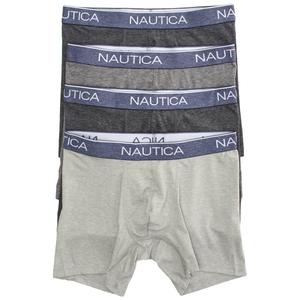 Mens Nautica(R) 4pk. Heathered Boxer Briefs - Black/Grey