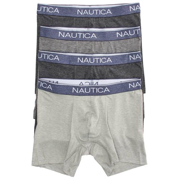 Mens Nautica(R) 4pk. Heathered Boxer Briefs - Black/Grey alternate view