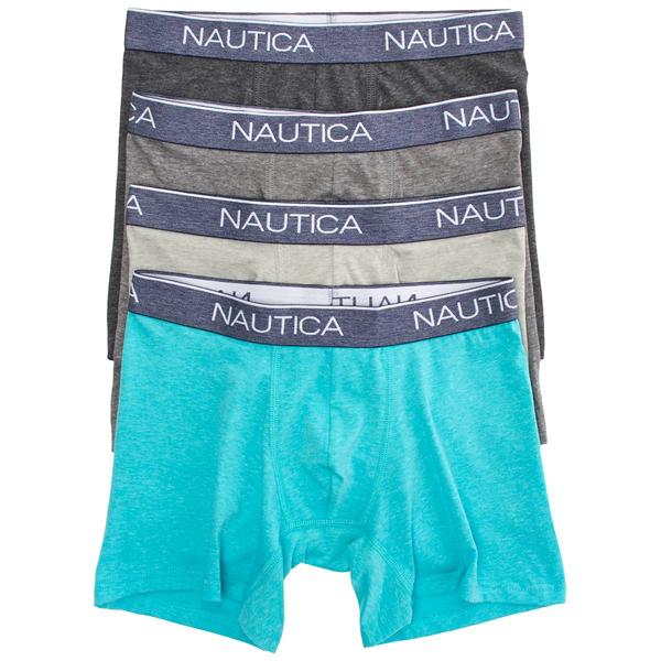 Mens Nautica(R) 4pk. Heathered Boxer Briefs - Green/Grey