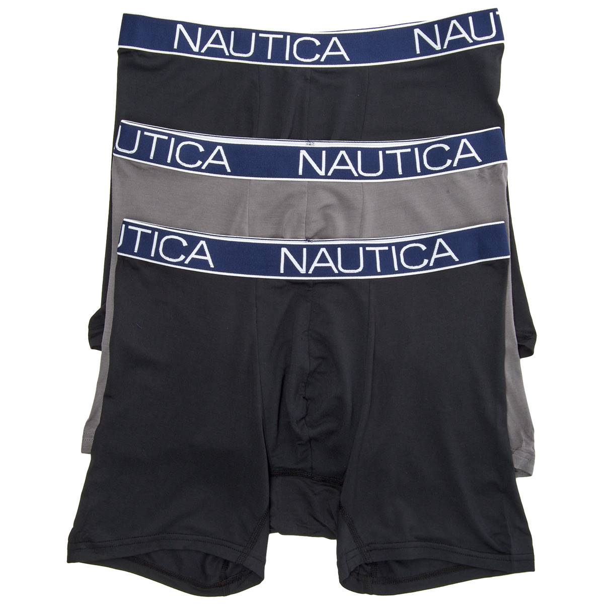 Mens Nautica 3pk. Boxer Briefs - Lead/Black