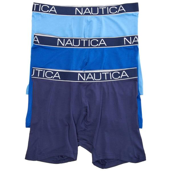Mens Nautica(R) 3pk. Boxer Briefs - Blue Pacific