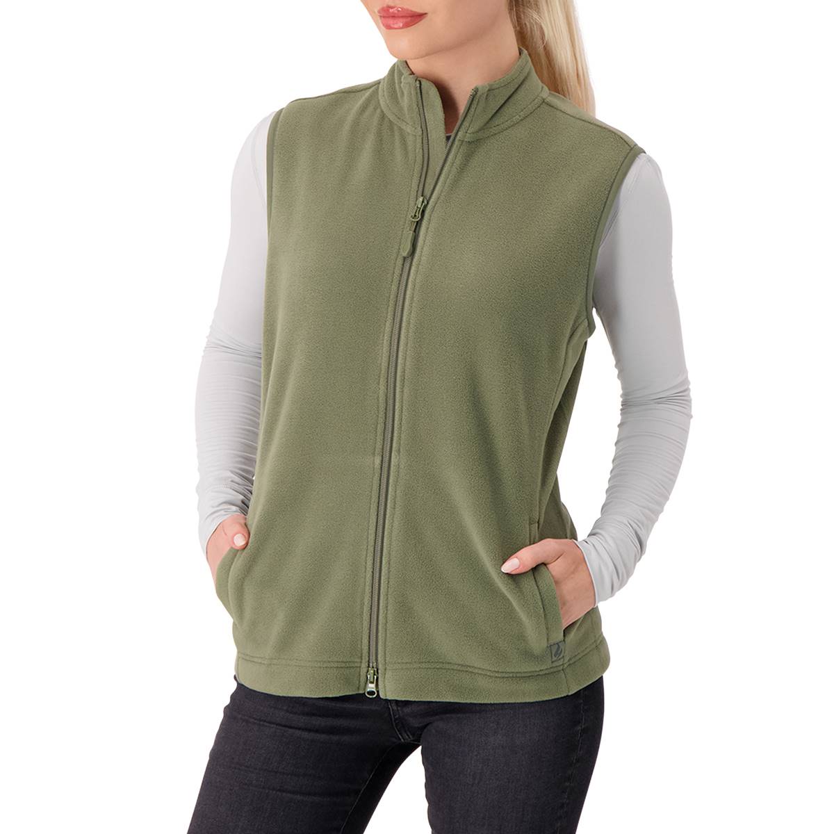 Womens Heat Holder Solid Super Brushed Fleece Vest