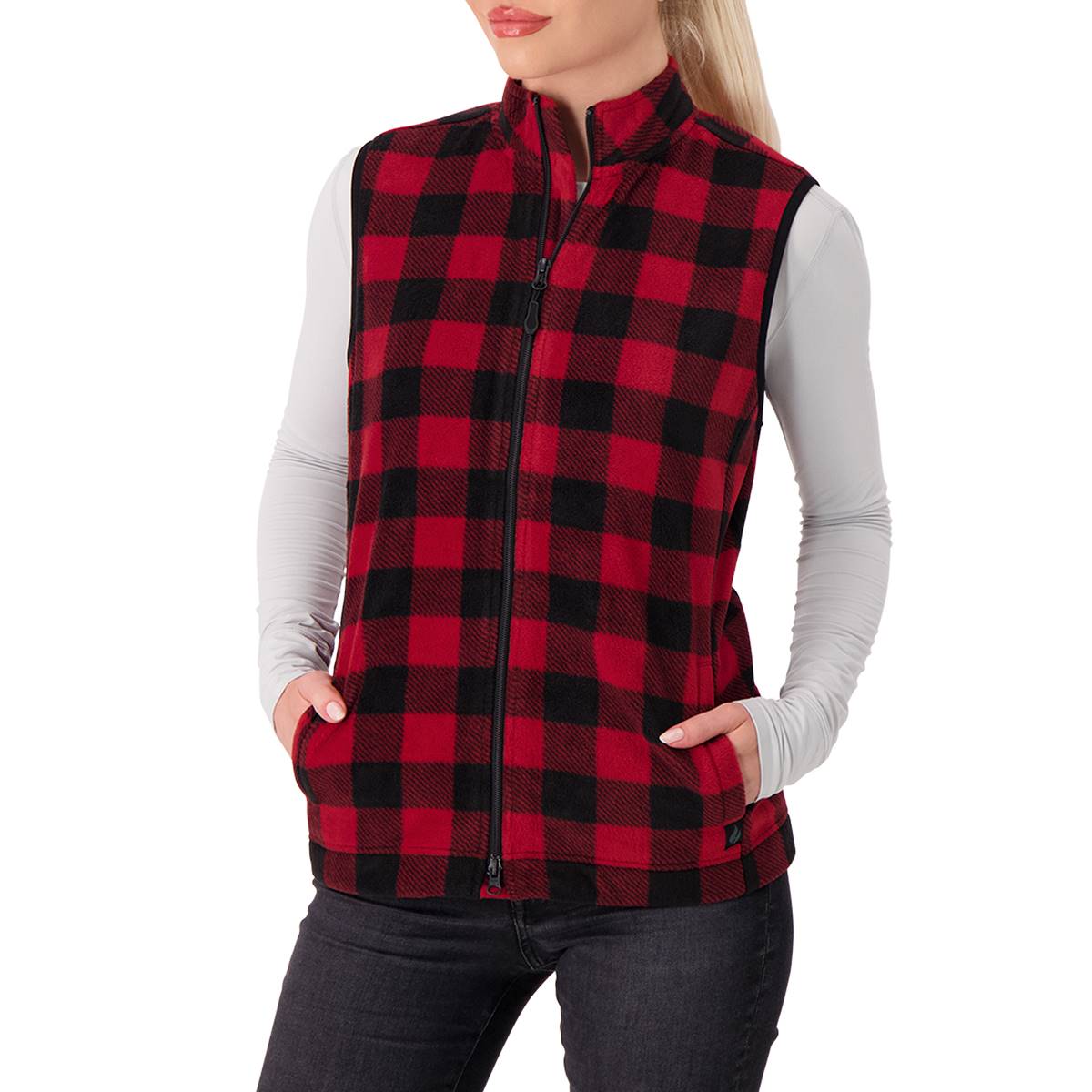 Womens Heat Holders Buffalo Plaid Super Brushed Fleece Vest