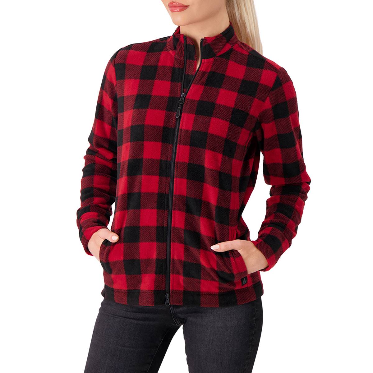 Womens Heat Holders Buffalo Plaid Super Brushed Fleece Jacket