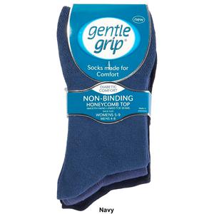 Womens 3pk. Gentle Grip Cotton Diabetic Crew Socks alternate view