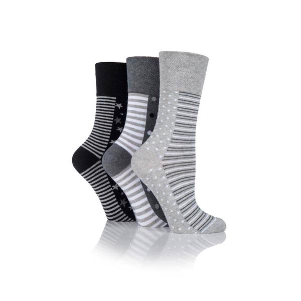 Womens gentle grip 3pk. Stripe Dot Star Multi Crew Socks