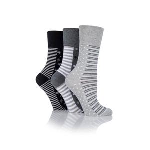Womens gentle grip 3pk. Stripe Dot Star Multi Crew Socks