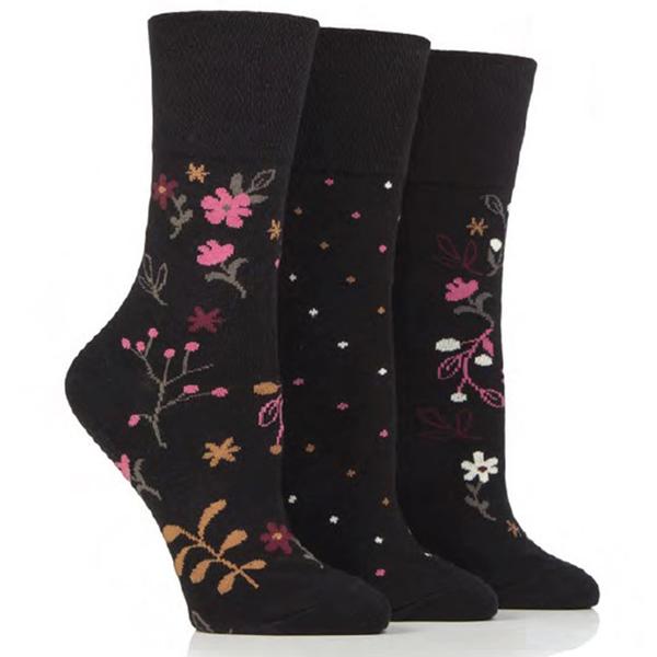 Womens Gentle Grip Floral 3pk. Crew Socks alternate view