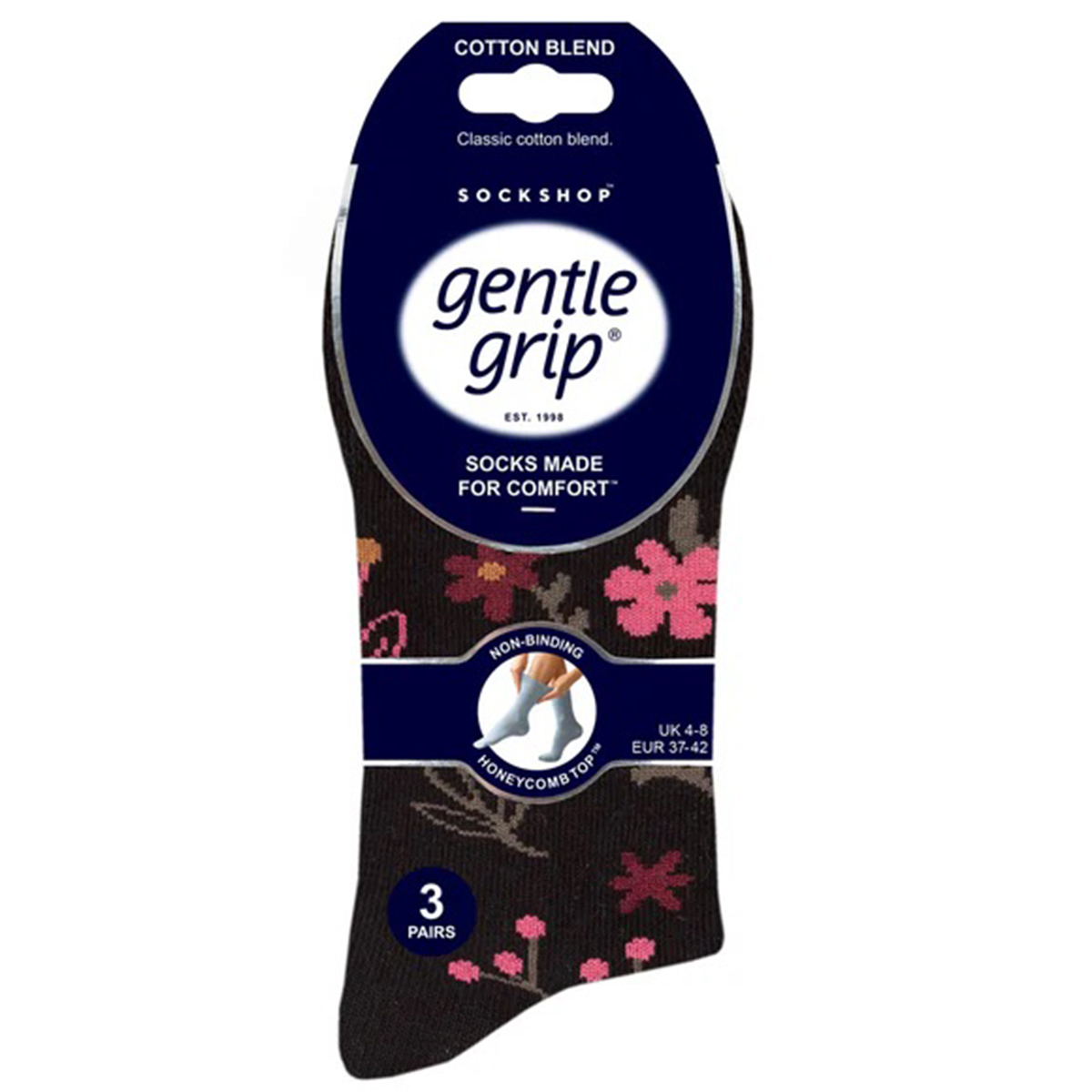 Womens Gentle Grip Floral 3pk. Crew Socks