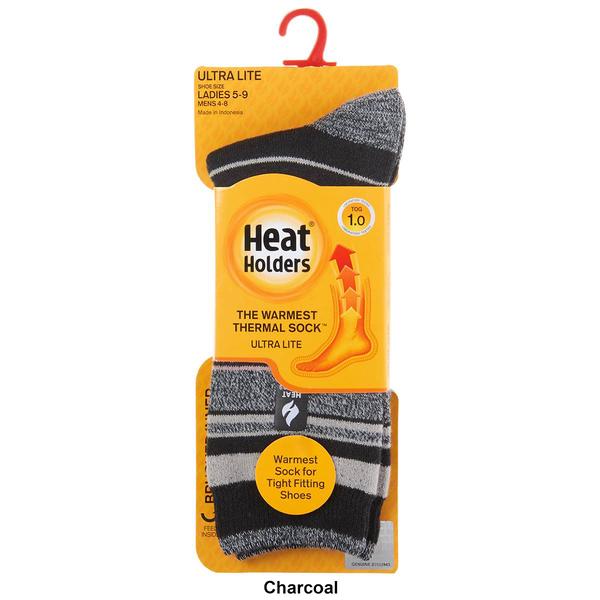 Womens Heat Holders(R) ULTRA LITE(tm) Stripe Crew Socks - Charcoal alternate view