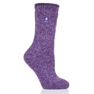 Womens Heat Holders(R) Primrose Twist Crew Socks - Purple alternate view
