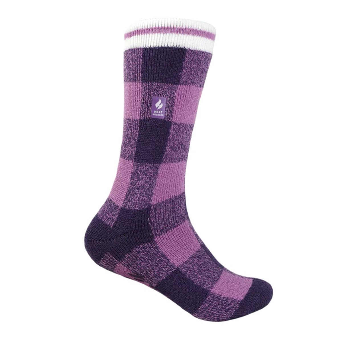 Girls Heat Holders(R) Purple Check Ella Slipper Socks