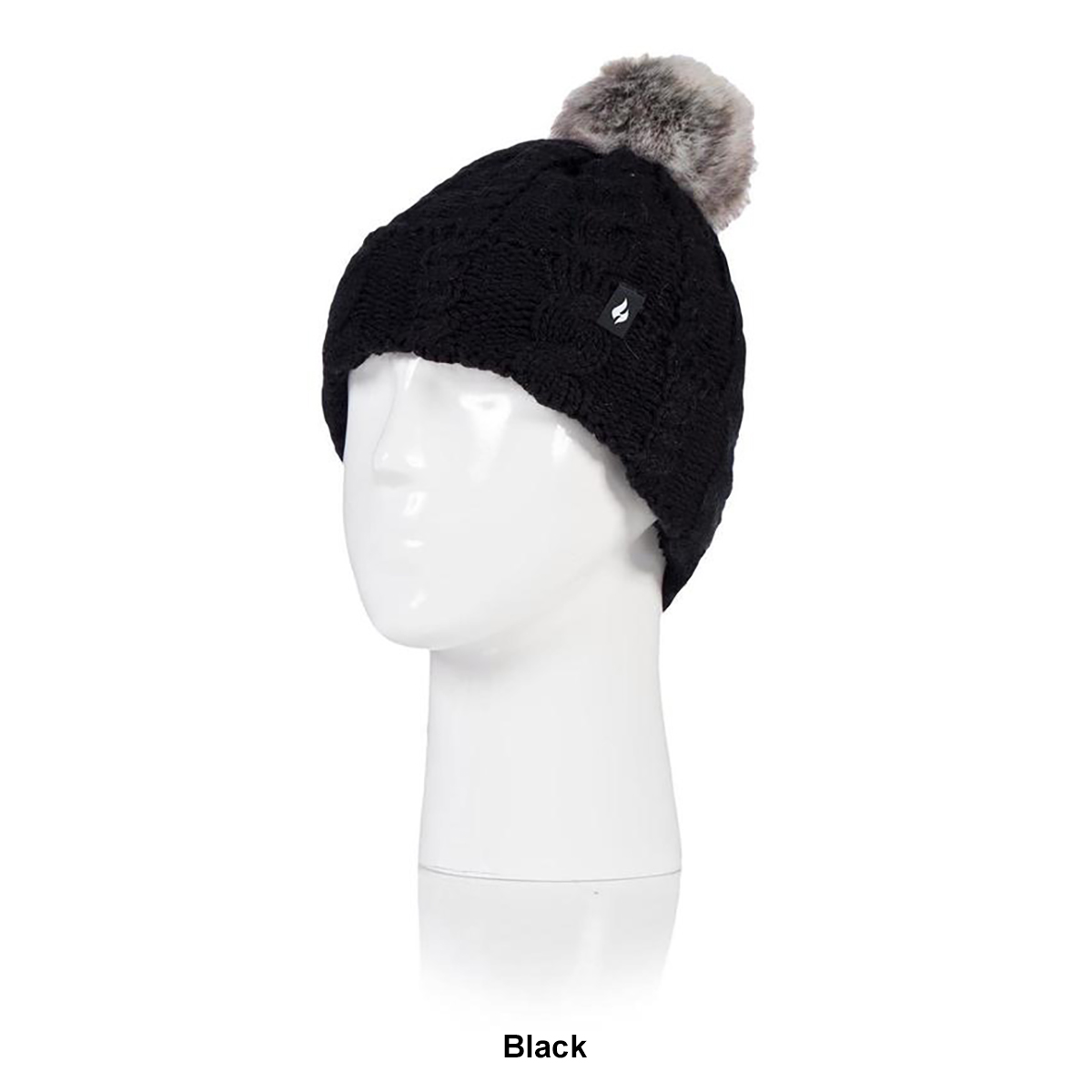 Womens Heat Holders(R) Cable Knit Roll Pom Hat