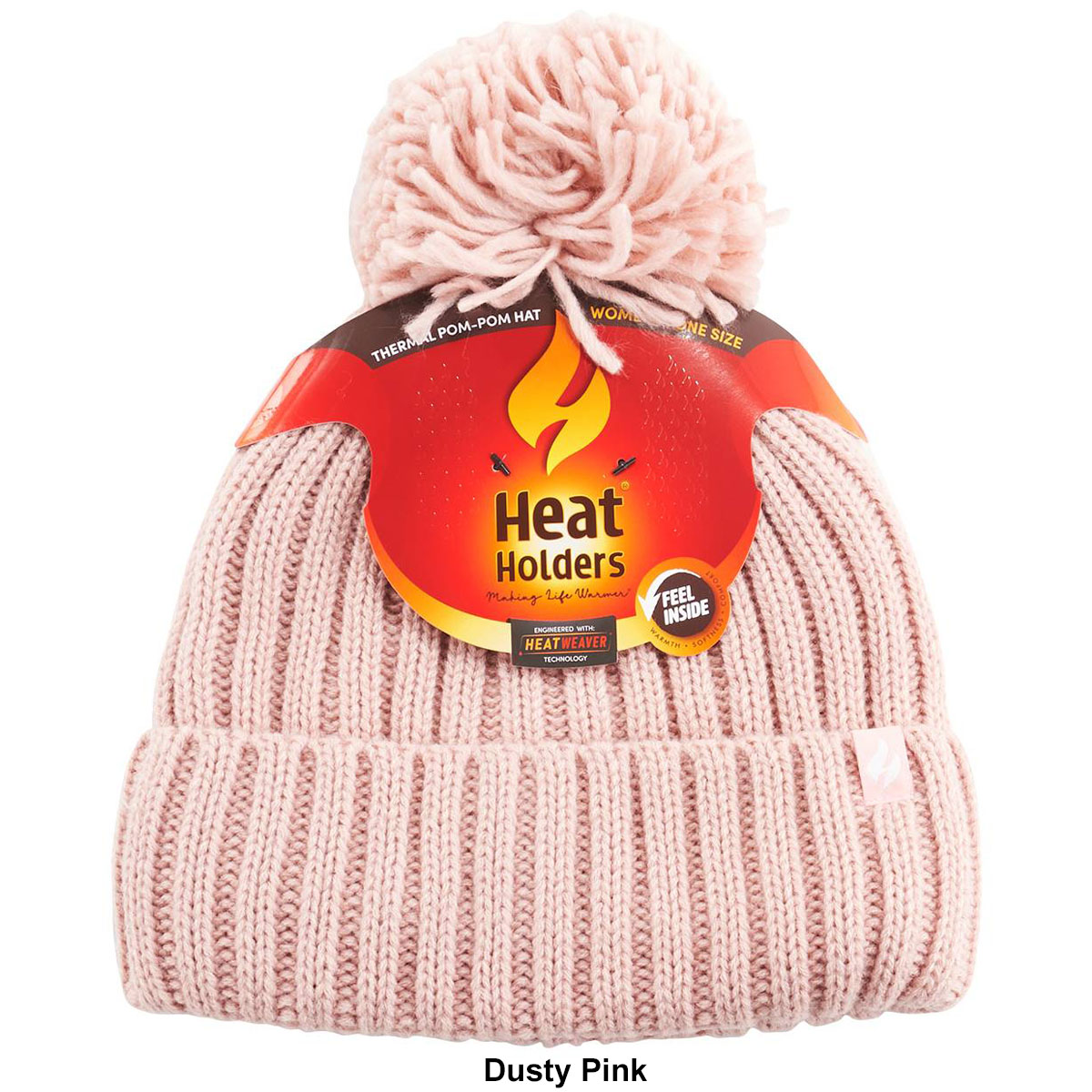 Womens Heat Holders(R) Arden Ribbed Winter Hat W/Pom