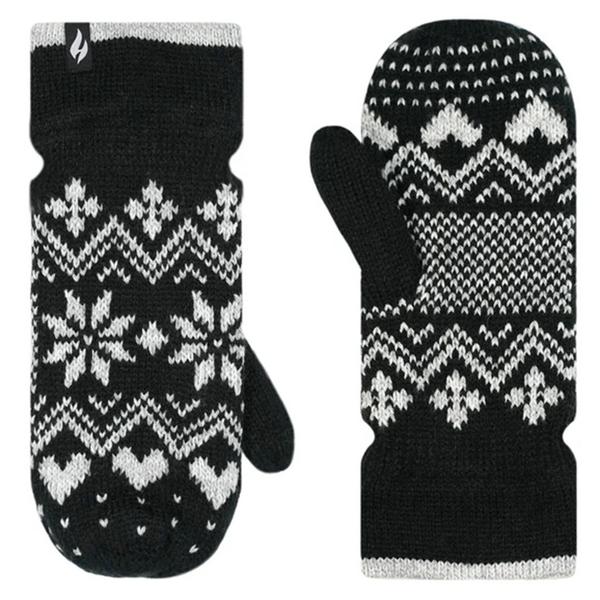 Womens Heat Holders(R) Brussels Geometric Mittens - Black