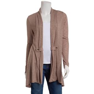 Womens Cure Open Front Solid Cardigan with Tab Detail