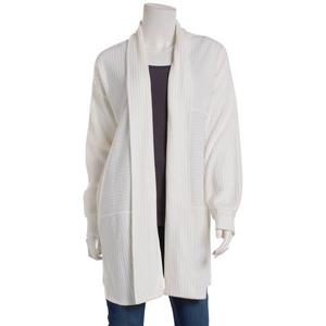 Womens Cure Long Sleeve Open Front Mix Solid Rib Cardigan