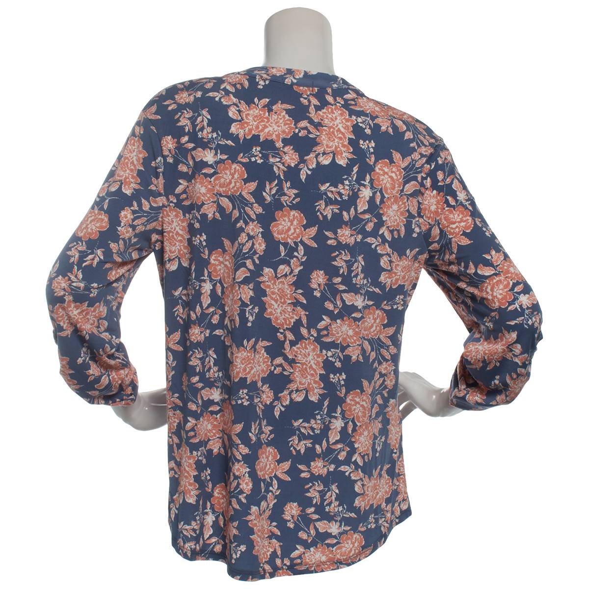 Womens Cure 3/4 Sleeve Two Pocket 1/2 Zip Floral Leaf Blouse