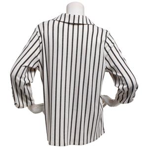 Womens Cure 3/4 Sleeve Stripe Button Front Blouse alternate view