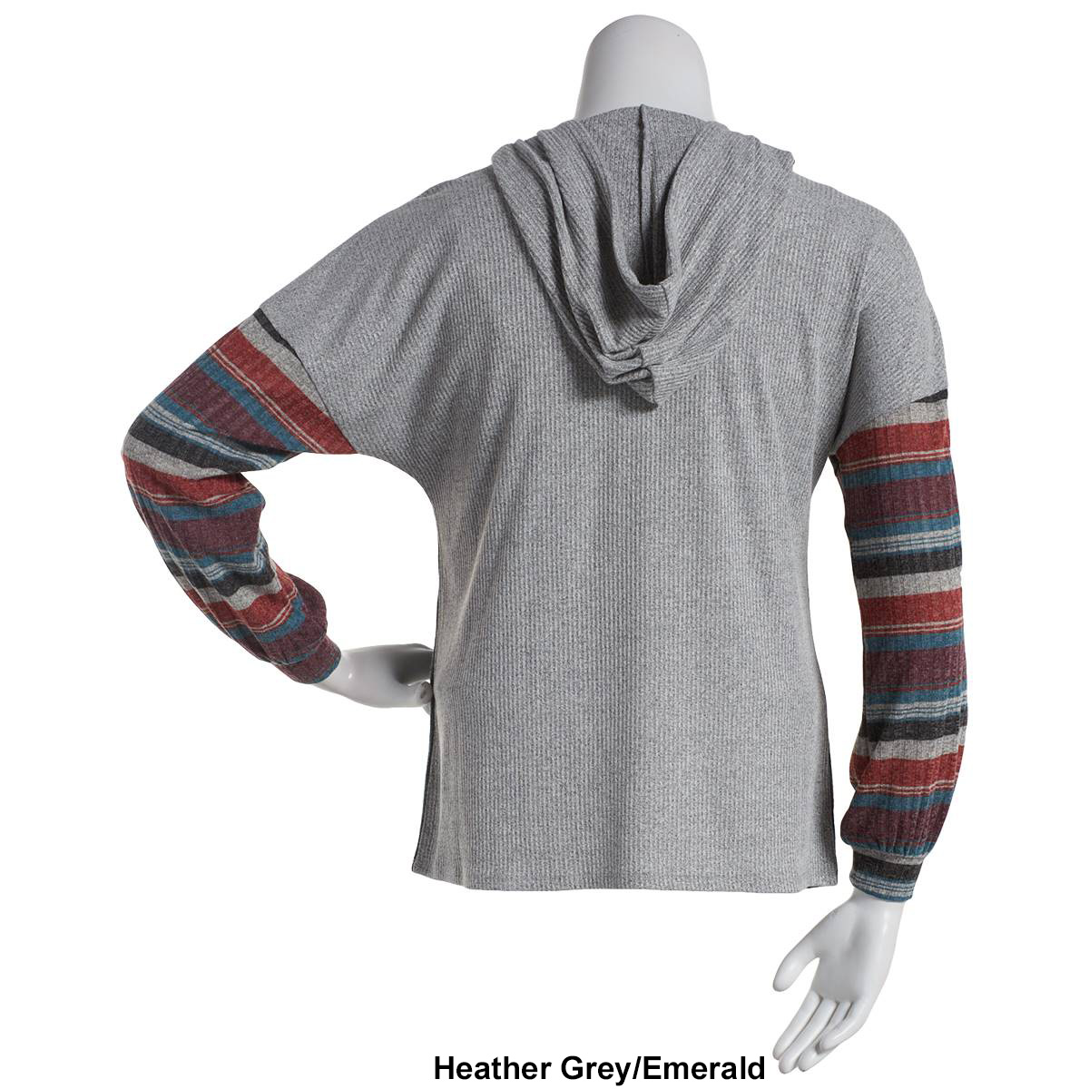 Womens Cure Marled Rib Hacci Color Block Hoodie W/Stripe Sleeves