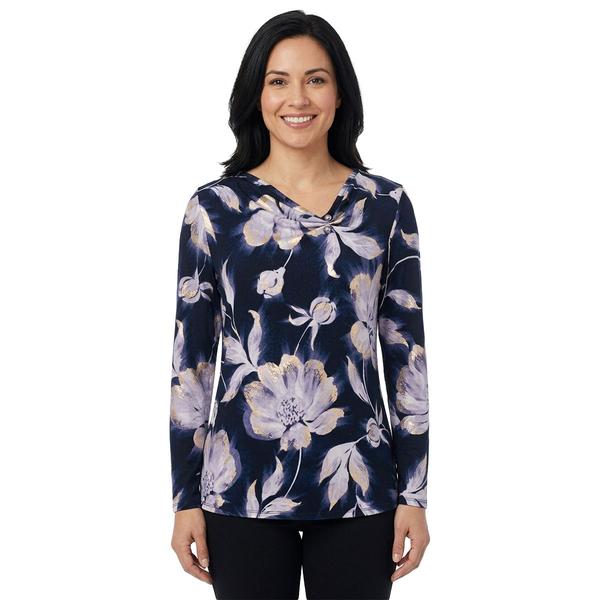 Womens Cure Long Sleeve Asymmetrical V-Neck Floral Blouse