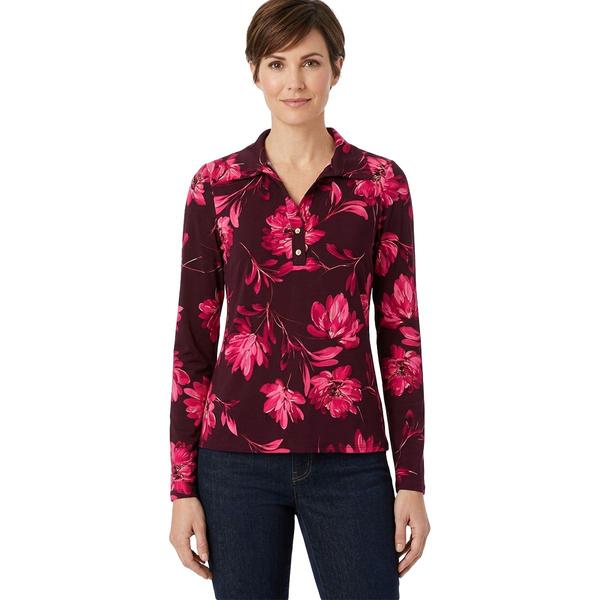 Womens Cure Long Sleeve Split Neck Floral Blouse