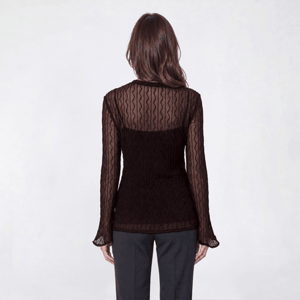 Womens Fair Haven Long Sleeve Solid Textured Mesh Blouse alternate view