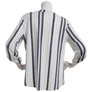 Womens Cure 3/4 Sleeve Stripe Two Pockets 1/2 Zip Blouse alternate view