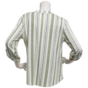 Womens Cure 3/4 Roll Tab Sleeve Pocket Stripe Zip Neck Blouse alternate view