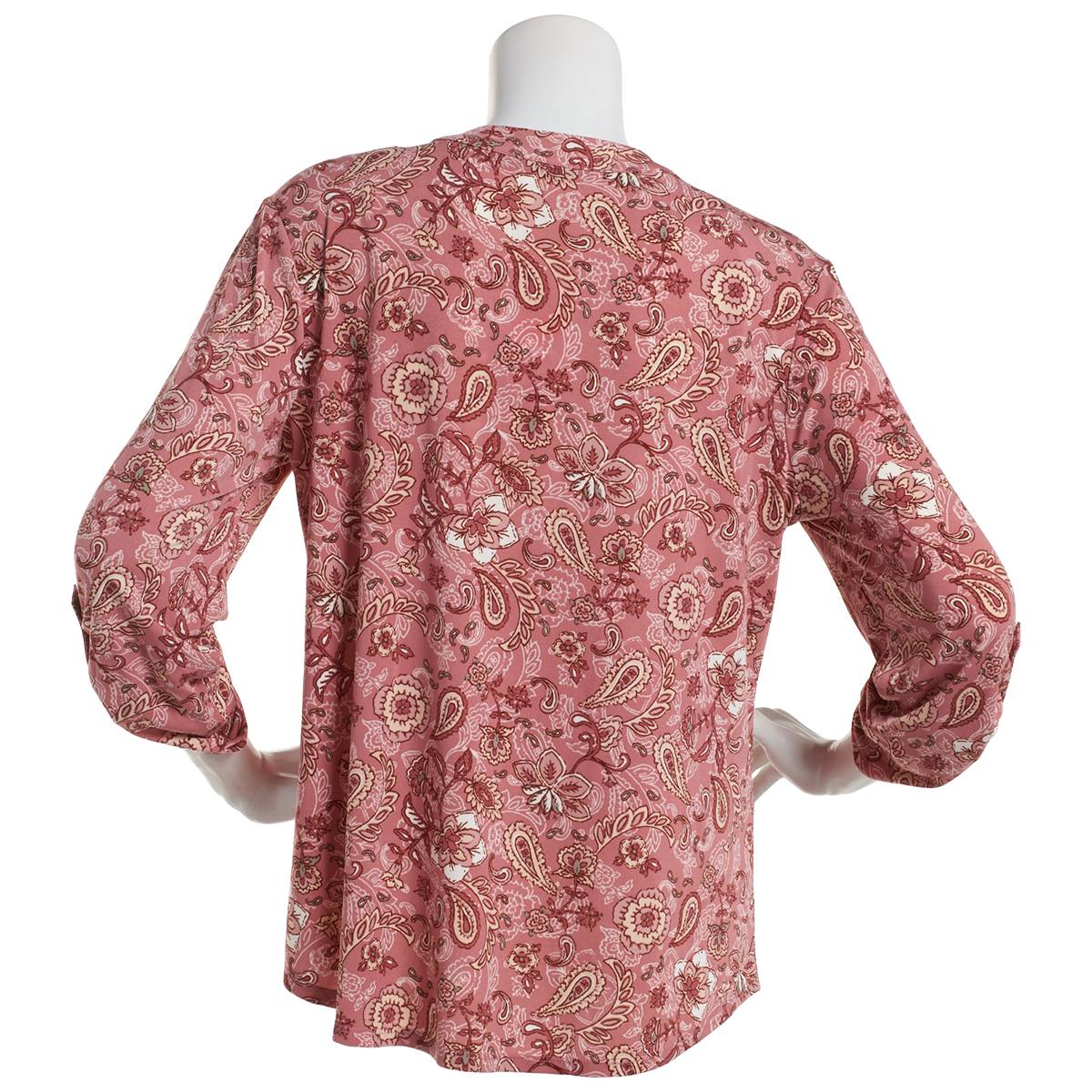 Petite Cure 3/4 Sleeve 2 Pocket 1/2 Zip Paisley Blouse