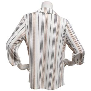 Womens Cure 3/4 Sleeve Ribbed Button Front Stripe Blouse alternate view