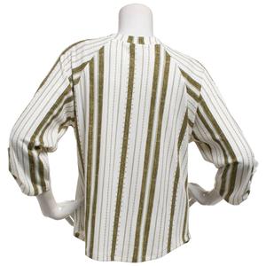 Womens Cure 3/4 Roll Tab Sleeve Stripe Crew Neck Blouse alternate view
