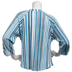 Womens Cure 3/4 Roll Tab Sleeve Stripe Button Front Blouse alternate view