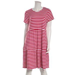 Petite Architect(R) Short Sleeve Tiered Stripe A-Line Dress