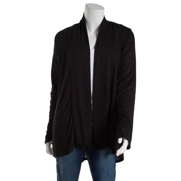Plus Size Cure Open Front Solid Smocked Yoke Cardigan alternate view