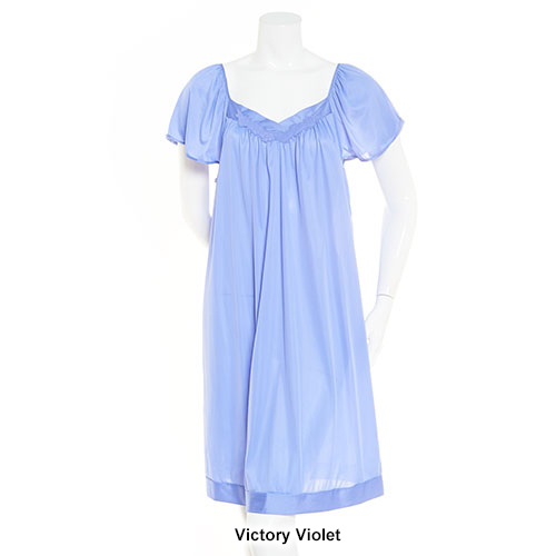 Womens Exquisite Form Solid Flutter Sleeve Nightgown