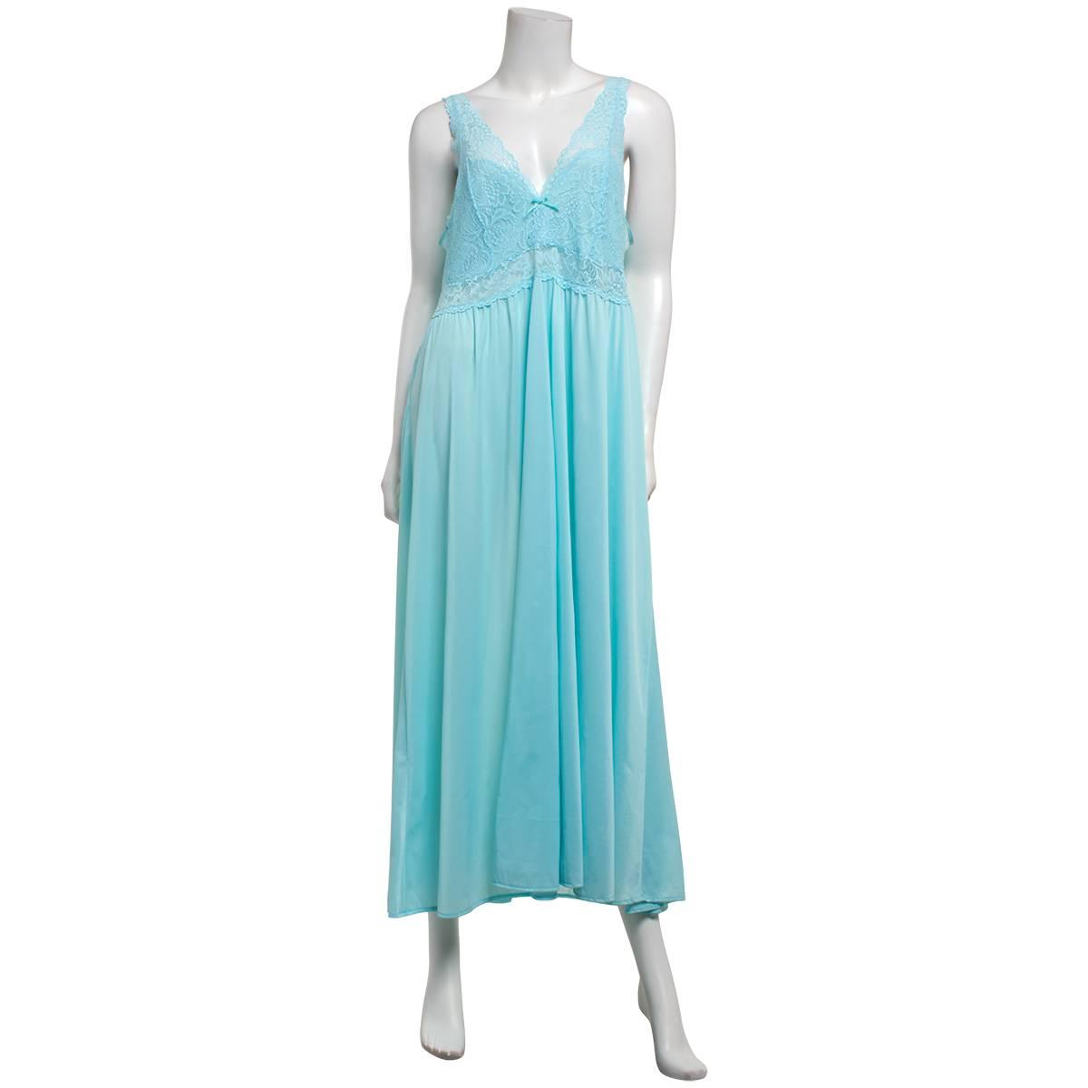 Exquisite Form Women's Stretch Lace Sleeveless Long Gown Azure Mist | Size: Medium | HerRoom.com