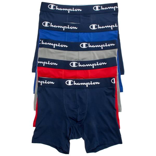Mens Champion(R) 5pk. Performance Boxer Briefs - Blue/Red