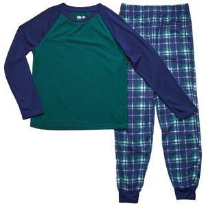 Boys (6-14) Sleep On It(R) Tee w/ Plaid Pajama Pants - Green/Blue