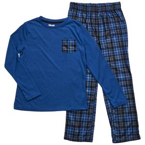 Boys (6-14) Sleep On It(R) Tee & Plaid Pajama Pants - Blue