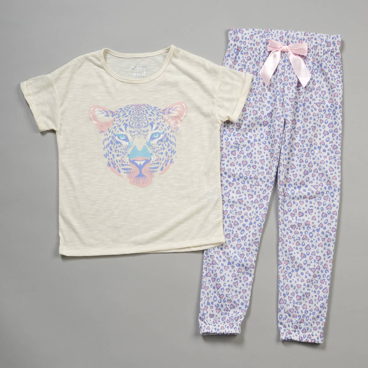 Girls (7-16) Sleep On It(R) Leopard Tee & Jogger Pajama Set