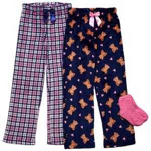 Girls (7-16) Sleep On It(R) 2pk. Bears/Plaid Pajama Pants w/ Socks alternate view