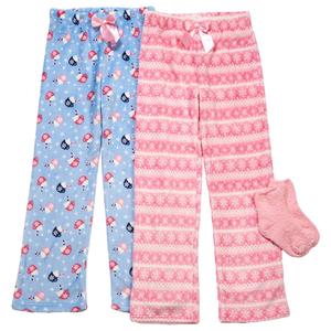 Girls (7-16) Sleep On It(R) Cocoa/Fair Isle Pajama Pants w/ Socks alternate view