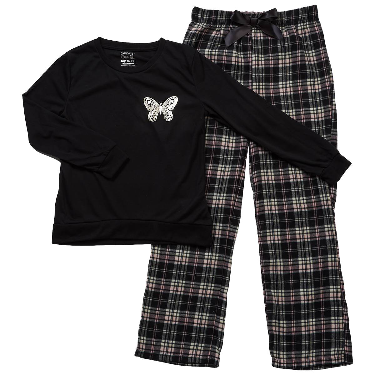 Girls (7-16) Sleep On It(R) Butterfly Top & Plaid Pajama Pants Set