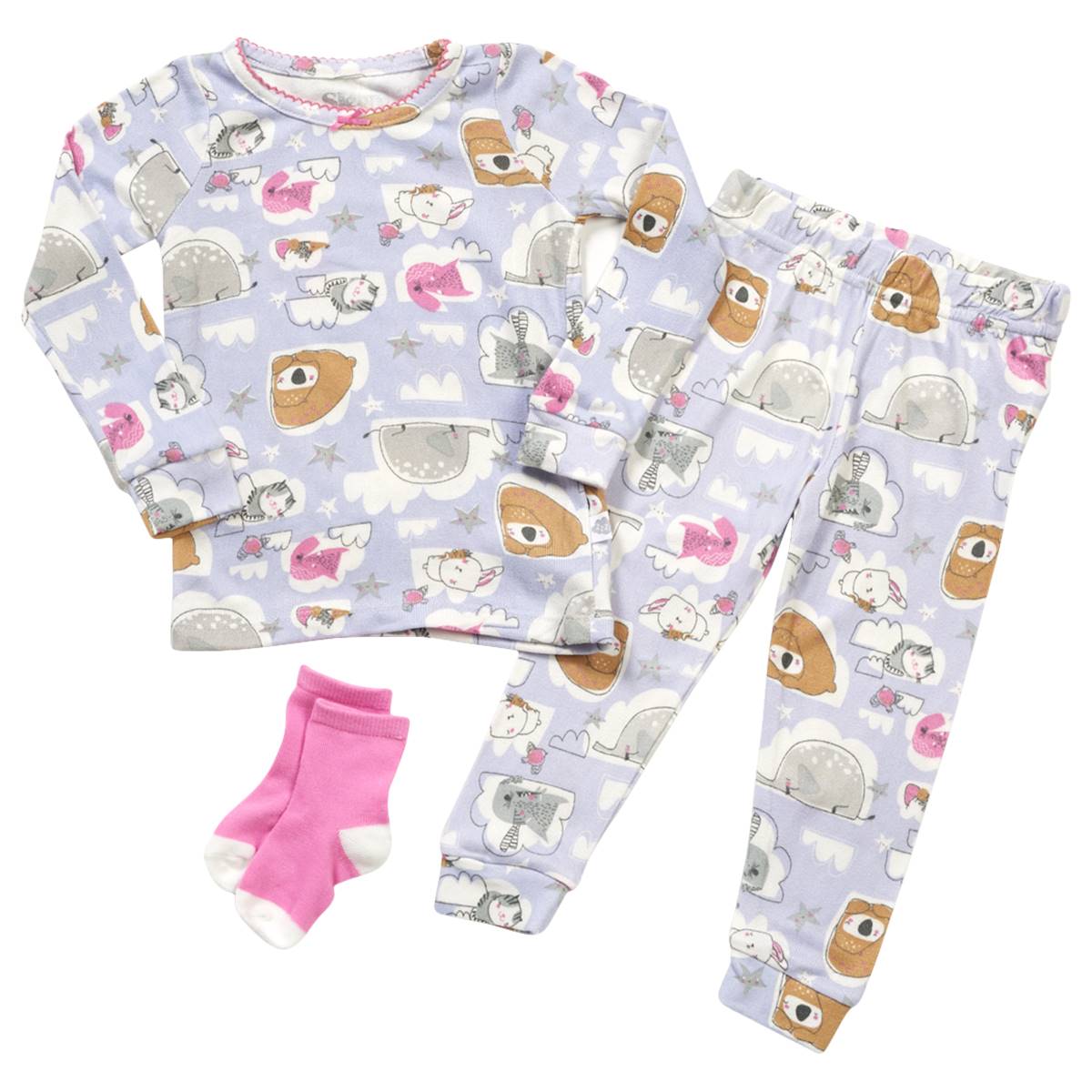 Baby Girl (12-24M) Sleep On It Animal Pajama Set W/Socks
